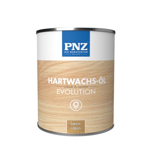 PNZ Hartwachsöl evolution farbig | Nachhaltig hergestellt mit regionalen Rohstoffen | Made in Germany | Arbeitsplatten, Holzmöbel, Holz-Boden, Gebinde:0.75L, Farbe:bernstein von PNZ