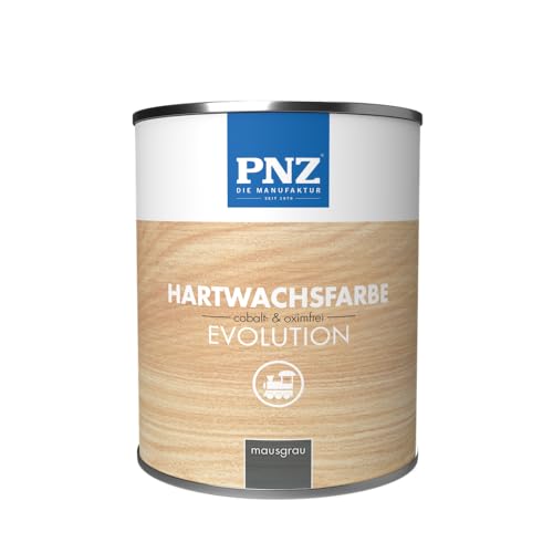 PNZ Hartwachsfarbe evolution für Innen | Nachhaltig hergestellt mit regionalen Rohstoffen | besonders strapazierfähig | Arbeitsplatten, Holzmöbel, Holz-Boden, Gebinde:0.75L, Farbe:mausgrau von PNZ