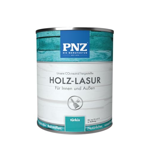 PNZ Holz-Lasur für Innen und Außen | lösemitttelfreie Farblasur | Nachhaltig hergestellt mit regionalen Rohstoffen | für alle Hölzer, auch Bienenhäuser, Gebinde:0.25L, Farbe:türkis von PNZ