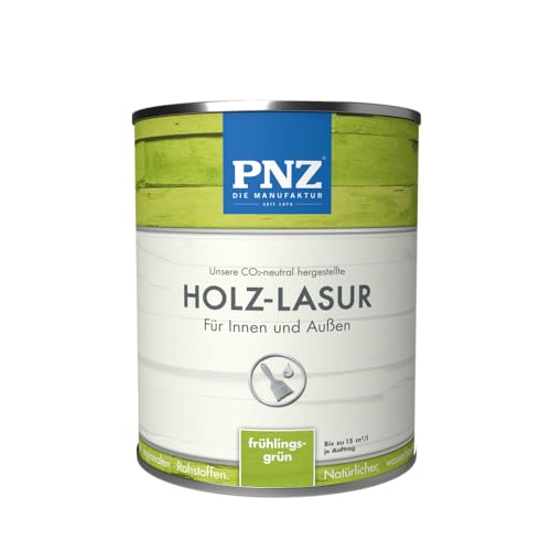 PNZ Holz-Lasur für Innen und Außen | lösemitttelfreie Farblasur | Nachhaltig hergestellt mit regionalen Rohstoffen | für alle Hölzer, auch Bienenhäuser, Gebinde:0.25L, Farbe:frühlingsgrün von PNZ