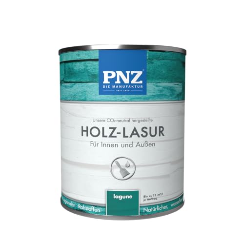 PNZ Holz-Lasur für Innen und Außen | lösemitttelfreie Farblasur | Nachhaltig hergestellt mit regionalen Rohstoffen | für alle Hölzer, auch Bienenhäuser, Gebinde:0.25L, Farbe:lagune von PNZ