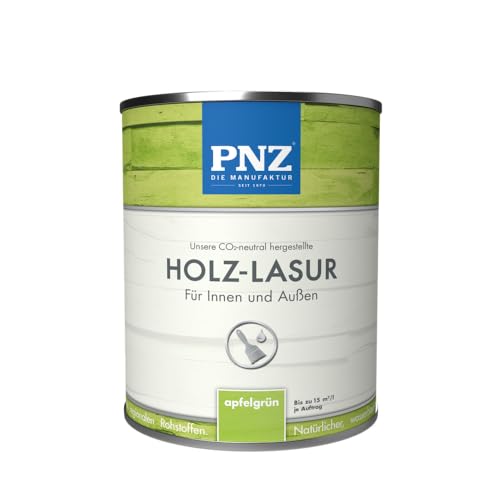 PNZ Holzlasur für Innen und Außen | lösemitttelfreie Farblasur | Nachhaltig hergestellt mit regionalen Rohstoffen | für alle Hölzer, auch Bienenhäuser, Gebinde:0.75L, Farbe:apfelgrün von PNZ