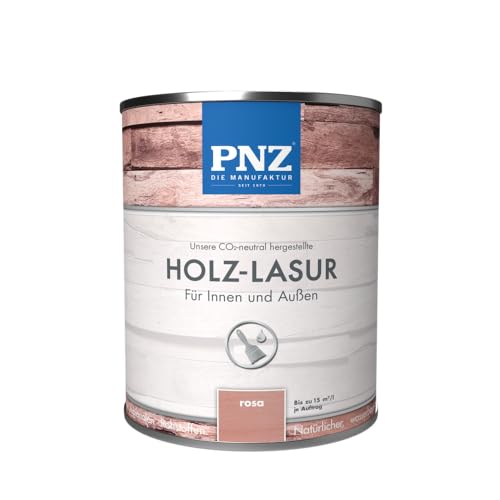 PNZ Holz-Lasur für Innen und Außen | lösemitttelfreie Farblasur | Nachhaltig hergestellt mit regionalen Rohstoffen | für alle Hölzer, auch Bienenhäuser, Gebinde:0.75L, Farbe:rosa von PNZ