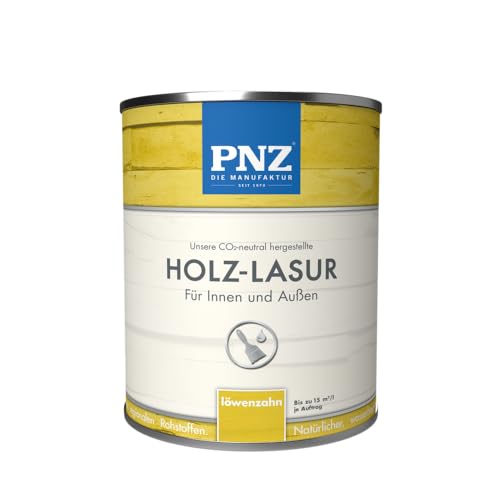 PNZ Holz-Lasur für Innen und Außen | lösemitttelfreie Farblasur | Nachhaltig hergestellt mit regionalen Rohstoffen | für alle Hölzer, auch Bienenhäuser, Gebinde:0.75L, Farbe:löwenzahn von PNZ