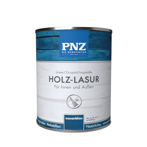 PNZ Holz-Lasur für Innen und Außen | lösemitttelfreie Farblasur | Nachhaltig hergestellt mit regionalen Rohstoffen | für alle Hölzer, auch Bienenhäuser, Gebinde:2.5L, Farbe:ozeanblau von PNZ