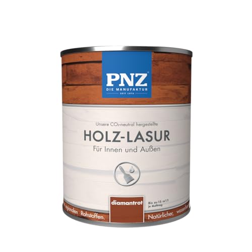 PNZ Holz-Lasur für Innen und Außen | lösemitttelfreie Farblasur | Nachhaltig hergestellt mit regionalen Rohstoffen | für alle Hölzer, auch Bienenhäuser, Gebinde:0.25L, Farbe:diamantrot von PNZ