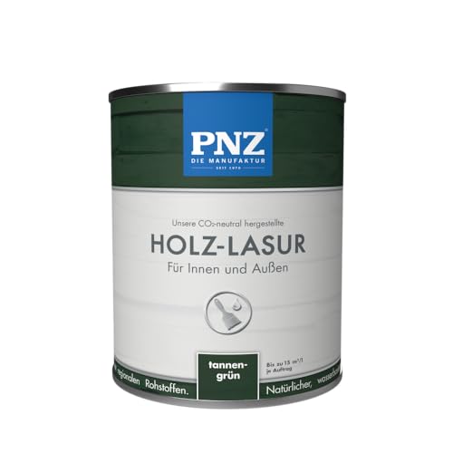 PNZ Holz-Lasur für Innen und Außen | lösemitttelfreie Farblasur | Nachhaltig hergestellt mit regionalen Rohstoffen | für alle Hölzer, auch Bienenhäuser, Gebinde:0.25L, Farbe:tannengrün von PNZ