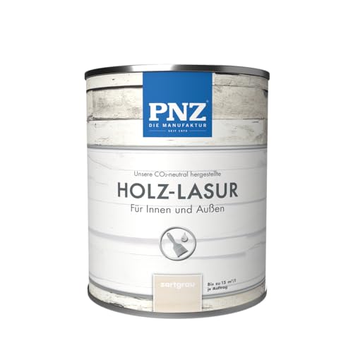 PNZ Holz-Lasur für Innen und Außen | lösemitttelfreie Farblasur | Nachhaltig hergestellt mit regionalen Rohstoffen | für alle Hölzer, auch Bienenhäuser, Gebinde:0.25L, Farbe:zartgrau von PNZ