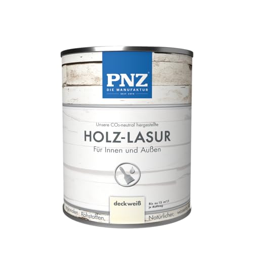 PNZ Holzlasur für Innen und Außen | lösemitttelfreie Farblasur | Nachhaltig hergestellt mit regionalen Rohstoffen | für alle Hölzer, auch Bienenhäuser, Gebinde:0.25L, Farbe:deckweiß von PNZ