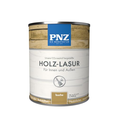 PNZ Holz-Lasur für Innen und Außen | lösemitttelfreie Farblasur | Nachhaltig hergestellt mit regionalen Rohstoffen | für alle Hölzer, auch Bienenhäuser, Gebinde:0.75L, Farbe:buche von PNZ