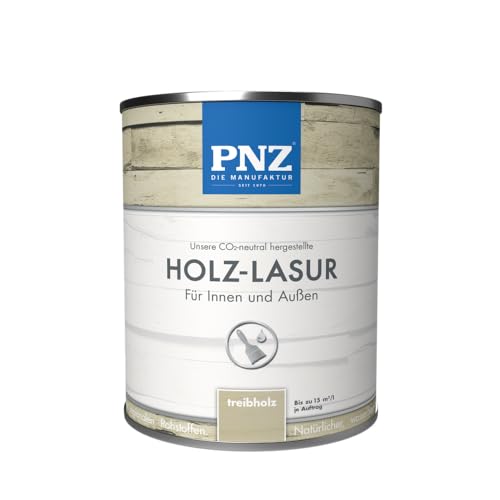 PNZ Holzlasur für Innen und Außen | lösemitttelfreie Farblasur | Nachhaltig hergestellt mit regionalen Rohstoffen | für alle Hölzer, auch Bienenhäuser, Gebinde:0.75L, Farbe:treibholz von PNZ
