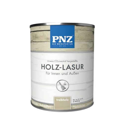 PNZ Holz-Lasur für Innen und Außen | lösemitttelfreie Farblasur | Nachhaltig hergestellt mit regionalen Rohstoffen | für alle Hölzer, auch Bienenhäuser, Gebinde:0.75L, Farbe:treibholz von PNZ