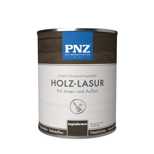 PNZ Holzlasur für Innen und Außen | lösemitttelfreie Farblasur | Nachhaltig hergestellt mit regionalen Rohstoffen | für alle Hölzer, auch Bienenhäuser, Gebinde:0.75L, Farbe:sepiabraun von PNZ