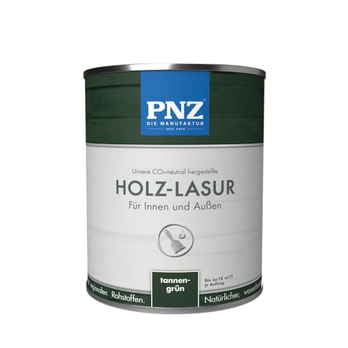 PNZ Holz-Lasur für Innen und Außen | lösemitttelfreie Farblasur | Nachhaltig hergestellt mit regionalen Rohstoffen | für alle Hölzer, auch Bienenhäuser, Gebinde:0.75L, Farbe:tannengrün von PNZ