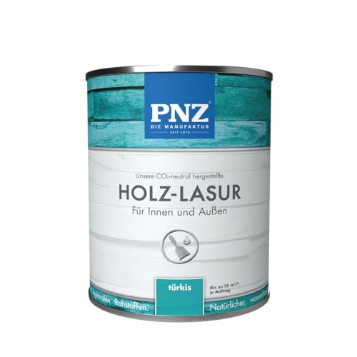 PNZ Holzlasur für Innen und Außen | lösemitttelfreie Farblasur | Nachhaltig hergestellt mit regionalen Rohstoffen | für alle Hölzer, auch Bienenhäuser, Gebinde:0.75L, Farbe:türkis PNZ Holzlasur für Innen und Außen | lösemitttelfreie Farblasur | Nachhaltig hergestellt mit regionalen Rohstoffen | für alle Hölzer, auch Bienenhäuser, Gebinde:0.75L, Farbe:türkis von PNZ