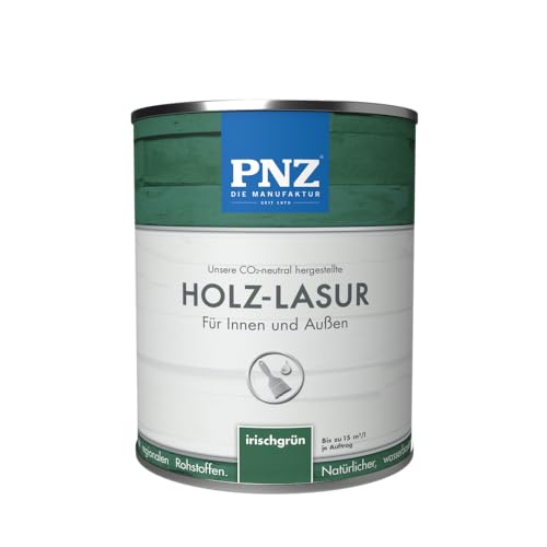 PNZ Holz-Lasur für Innen und Außen | lösemitttelfreie Farblasur | Nachhaltig hergestellt mit regionalen Rohstoffen | für alle Hölzer, auch Bienenhäuser, Gebinde:2.5L, Farbe:irischgrün von PNZ