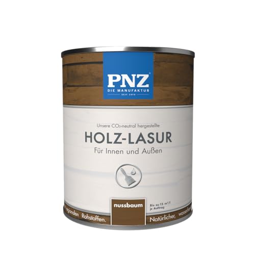 PNZ Holz-Lasur für Innen und Außen | lösemitttelfreie Farblasur | Nachhaltig hergestellt mit regionalen Rohstoffen | für alle Hölzer, auch Bienenhäuser, Gebinde:0.75L, Farbe:nussbaum von PNZ