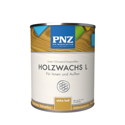 PNZ Holzwachs L für Innen und Außen | lösemitttelfreier Wachsanstrich | Nachhaltig hergestellt mit regionalen Rohstoffen | für alle Hölzer, auch Bienenhäuser, Gebinde:0.75L, Farbe:eiche hell von PNZ