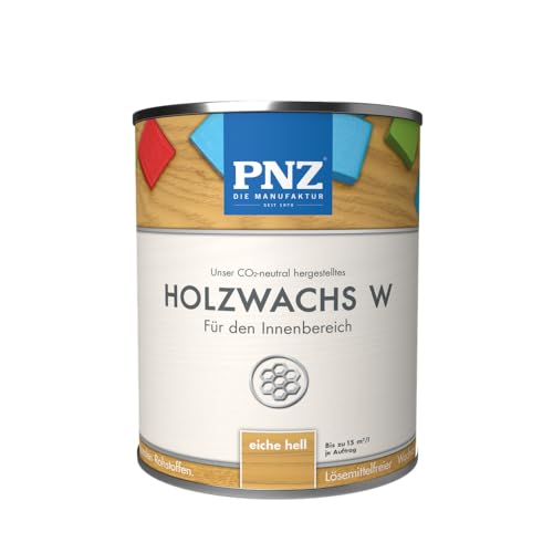 PNZ Holzwachs W für Innen | lösemitttelfreier Wachsanstrich | Nachhaltig hergestellt mit regionalen Rohstoffen | für alle Hölzer, Gebinde:0.75L, Farbe:eiche hell von PNZ