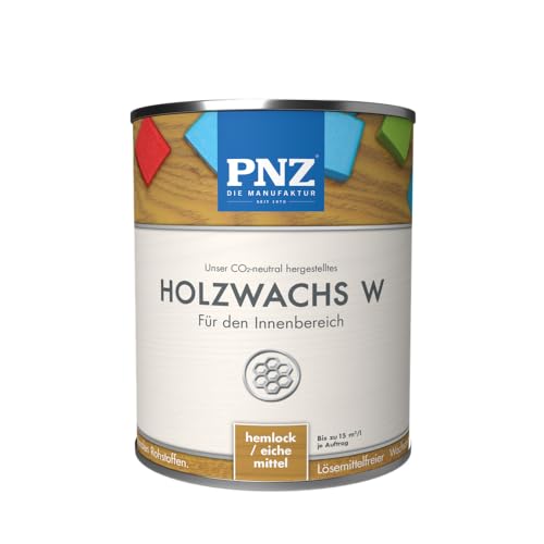 PNZ Holzwachs W für Innen | lösemitttelfreier Wachsanstrich | Nachhaltig hergestellt mit regionalen Rohstoffen | für alle Hölzer, Gebinde:0.75L, Farbe:eiche mittel / hemlock von PNZ