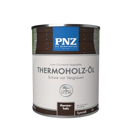 PNZ Thermoholz-Öl | Nachhaltig hergestellt mit regionalen Rohstoffen | Made in Germany | für Holzdeck, Holz-Terrasse, Fenster, Türen, Gartenhäuser aus Thermoholz, Gebinde:0.75L, Farbe:thermoholz von PNZ