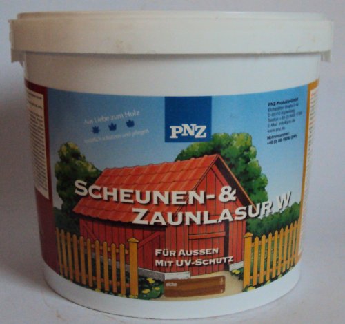 PNZ Zaunlasur mit UV-Schutz für Aussen, hochwertige Lasur v. Fachhandel, Farbton Eiche / 5 Liter von PNZ