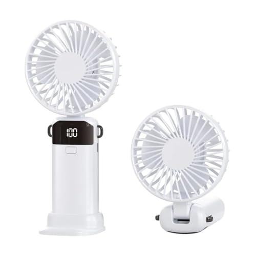 POABCVYD Handventilator. Faltbarer Hand-Mini-Ventilator, tragbar, LED-Digitalanzeige, 5 Geschwindigkeiten, USB wiederaufladbar Tragbar(Gray) von POABCVYD