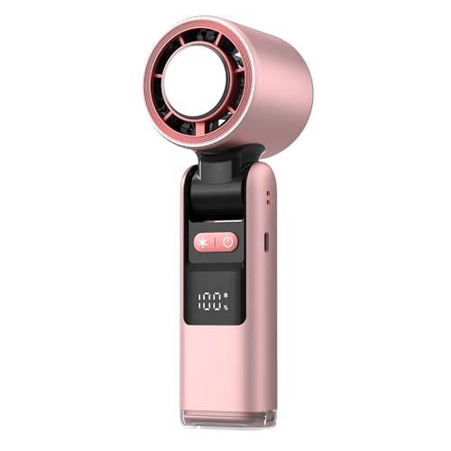 POABCVYD Handventilator. Ice Sensation Kaltventilator, Super-Mini-Turbofan, USB-betrieben, Digitalanzeige for Outdoor-Camping-Reisen Tragbar(Pink 2 with ice) von POABCVYD
