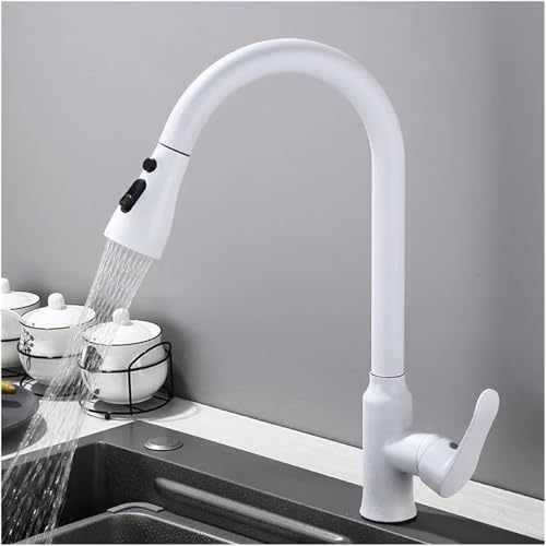 360° drehbarer Küchenhahn Extender 3 fach verstellbar starkes Schaben for Geschirrspülen Duschen for die Küche zu Hause unverzichtbar(White) von POADGBCN