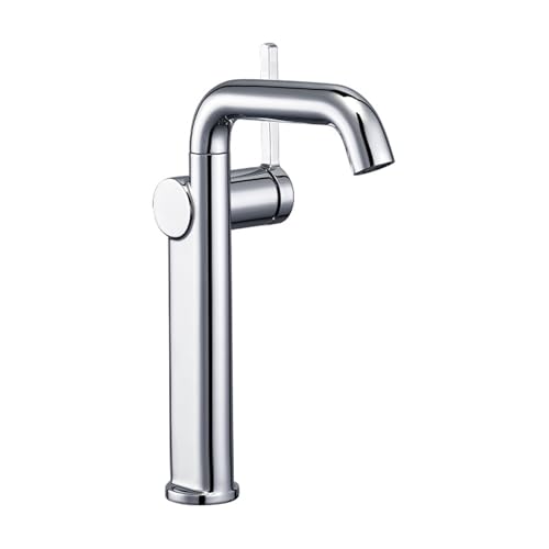 360° schwenkbarer Auslauf Einhebelmischer for Küchenwaschbecken moderner Badezimmerhahn aus Messing mit heißem und kaltem Wasser(Silver,Large) von POADGBCN