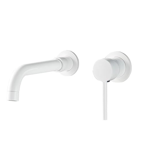 An der Wand montierter Einhebel Badezimmerhahn mit 360° schwenkbarem Auslauf langlebige Messingkonstruktion for moderne Badezimmer(White) von POADGBCN