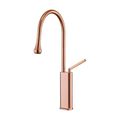 Ausziehbarer Küchenhahn mit um 360° drehbarem Strahlsprühkopf an Deck montierter Warm und Kaltwassermischhahn for die Spüle(Rose Gold,Hot and cold) von POADGBCN