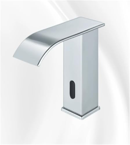 Automatischer Sensor berührungsloser Badezimmerhahn for Küchenspüle Retro Wasserfall Waschtischhahn mit heißem und kaltem Wasser(Silver,Tall) von POADGBCN