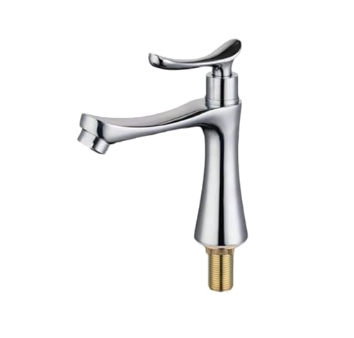 Badezimmer Tischwaschbecken einzelner Kaltwasser-Waschbeckenhahn langlebiger Waschbeckenhahn for Schulen Kantinen und medizinische Einrichtungen(Silver-1) von POADGBCN