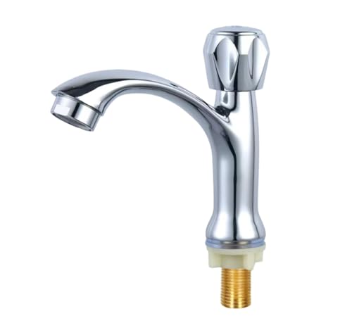 Badezimmer Tischwaschbecken einzelner Kaltwasser-Waschbeckenhahn langlebiger Waschbeckenhahn for Schulen Kantinen und medizinische Einrichtungen(Silver-6) von POADGBCN