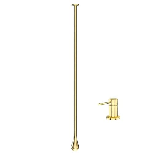 Deckenmontierter Badezimmer Waschtischhahn mit heißem und kaltem Wasser Wandwaschbeckenhahn aus Messing for Waschtischbadewanne(Gold,Countertop Switch) von POADGBCN
