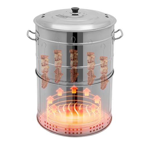 Edelstahl Holzkohle Kebab Grill mit 360°Rundum Braten tragbarer rauchfreier Barbecue Grill for Camping Picknicks von POADGBCN