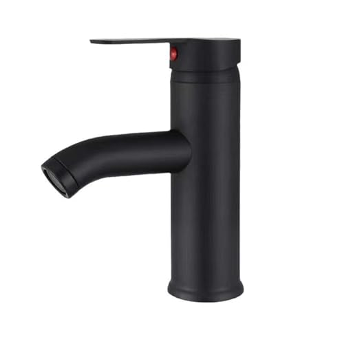 Edelstahl-Mischbatterie for Kalt- und Warmwasser for Toilettenspüle, moderner Badezimmer-Waschtischhahn mit Einzelgriff(Black,Short) von POADGBCN
