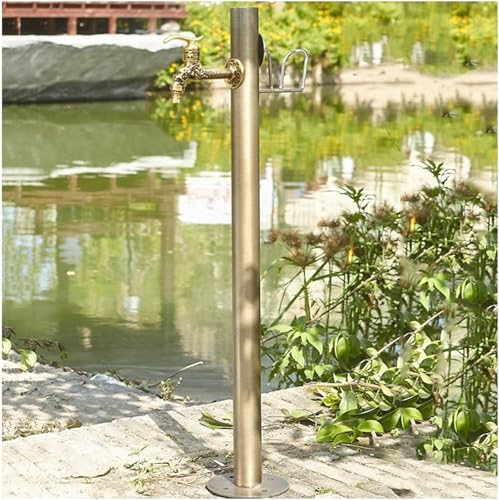 Edelstahl Wasserschlauchständer for den Außenbereich Frostschutzhahn bodenmontierter Säulenhahnhalter zur Bewässerung Autobewässerung(13x86cm) von POADGBCN