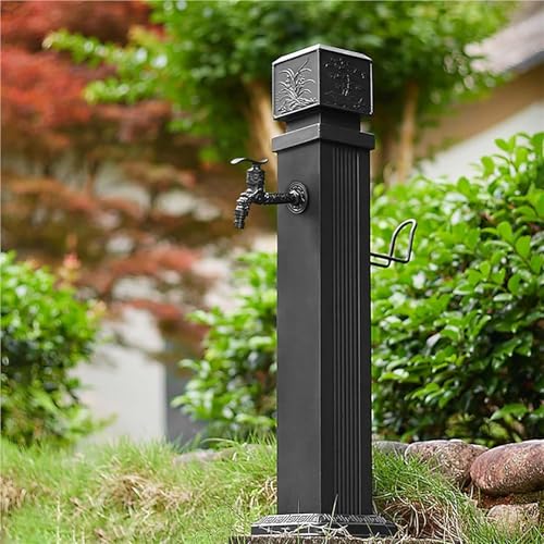 Freistehende Garten Wassersäule Wasserhahn aus Vollkupfer mit Schlauchständer for den Außenbereich vertikale quadratische Säule mit Haken zur Bewässerung(Style 6,W74CM/29.1IN) von POADGBCN