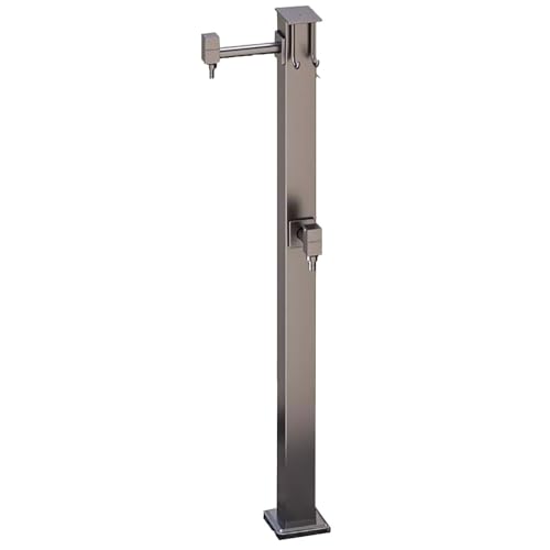 Freistehende Wasserhahnsäule aus Edelstahl for den Außenbereich rostbeständiger Gartenbewässerungspfosten mit Haken for den Einsatz im Rasen(Side Water Inlet) von POADGBCN