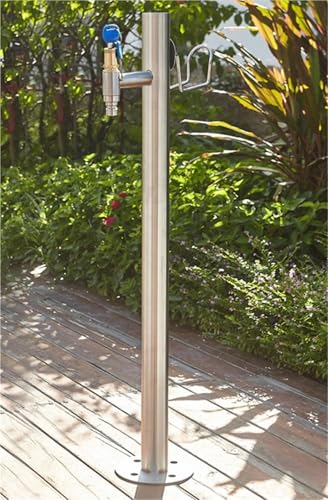 Garten Wassersäule aus Edelstahl 304 Standrohr for den Außenbereich mit Wasserhahn Spritzpistole for die Gartenbewässerung Brunnenbewässerung im Hof(Locking Faucet,130 * 860mm) von POADGBCN