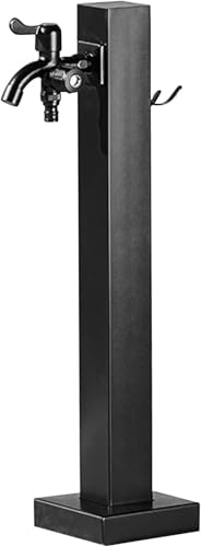 Garten Wassersäule aus Edelstahl 304 mit Doppelauslass frostsicherer Gartenhydrant zur Bewässerung Brunnen Gartenbewässerung(Black,95cm/37in) von POADGBCN