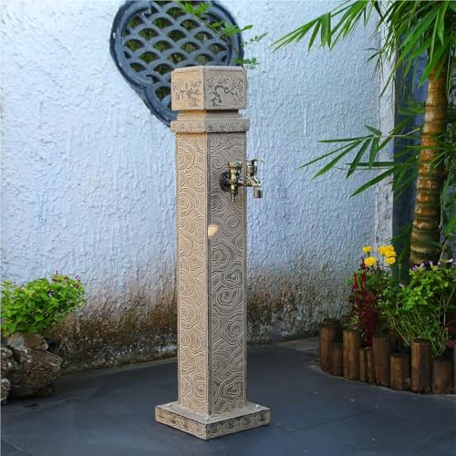Gartenwasserhahn aus Edelstahl for den Außenbereich vertikaler Stand Wassersäule for den Innenhof frostsicherer Außenhahn for Hof oder Terrasse(Faucet-2-1,Medium) von POADGBCN