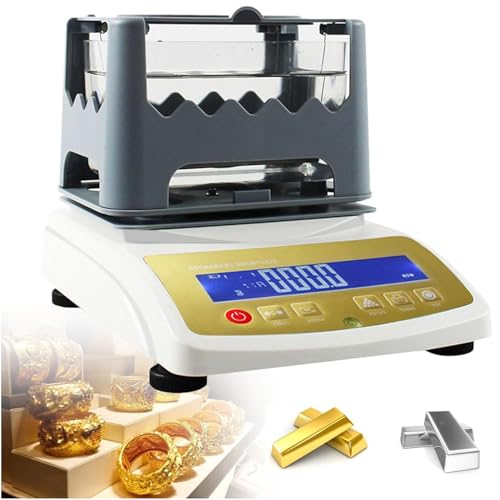Goldreinheitsprüfgerät mit Drucker 0,001g Präzisionswaage for Schmuck Bank Pfandleihe Edelmetall Forschungslabor(Withoutprinter,MDJ300K) von POADGBCN