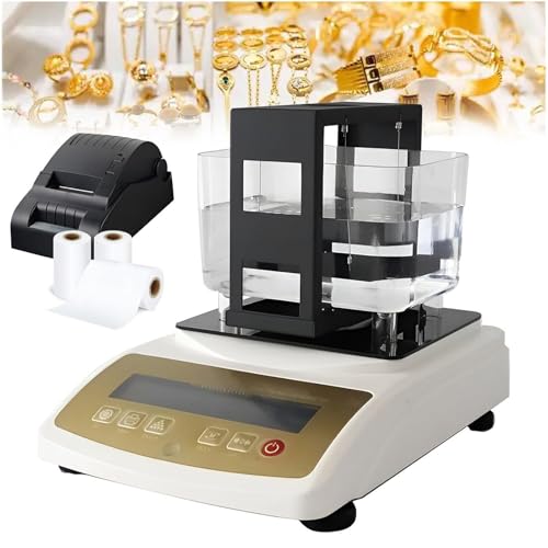 Goldreinheitsprüfgerät mit Drucker 0,001g Präzisionswaage for Schmuck Bank Pfandleihe Edelmetall Forschungslabor(Withprinter,XF2203K) von POADGBCN