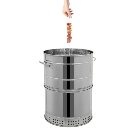 Großer tragbarer Holzkohle Fassgrill 360° rauchfreier Edelstahlgrill mit Lebensmittelklammern Outdoor Kochgrill for Picknicks Großer tragbarer Holzkohle Fassgrill 360° rauchfreier Edelstahlgrill mit Lebensmittelklammern Outdoor Kochgrill for Picknicks von POADGBCN
