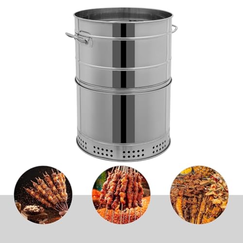 Großer tragbarer Holzkohlegrill 360° rauchfreies BBQ Fass Outdoor Kochgrill for Camping Picknicks Grillpartys im Hinterhof von POADGBCN