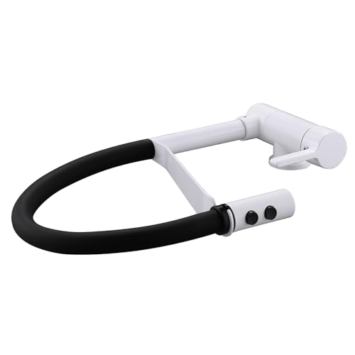 Klappbarer Küchenspülenhahn for Innenfenster platzsparender drehbarer Mischbatteriehahn aus Messing mit 360° schwenkbarem Auslauf(White) von POADGBCN