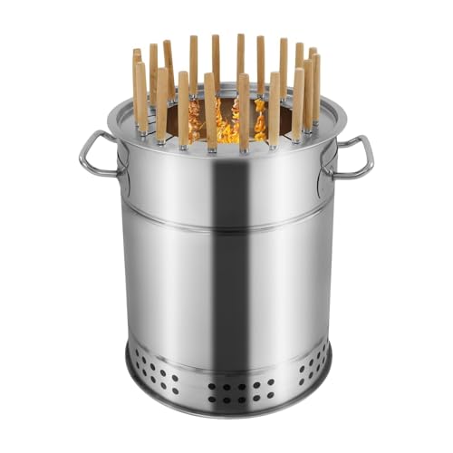 Kleiner tragbarer rauchfreier Holzkohlegrill aus Edelstahl 360°Grillofen for den Außenbereich for Picknick Terrasse Hinterhof Reisen von POADGBCN
